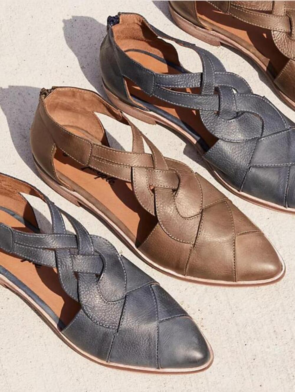 Free People Wanderlust Pointed Leather Flats Royale Size 38